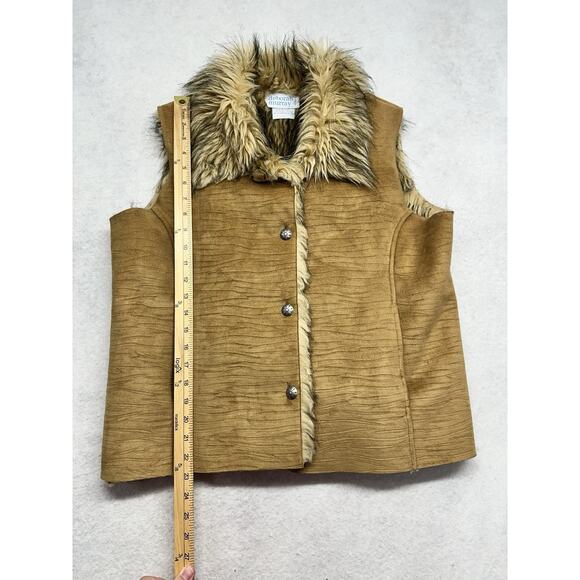 Deborah Murray Vest Womens Large Tan Faux Suede Faux Fur Lining Glam Fashion - Picture 5 of 10